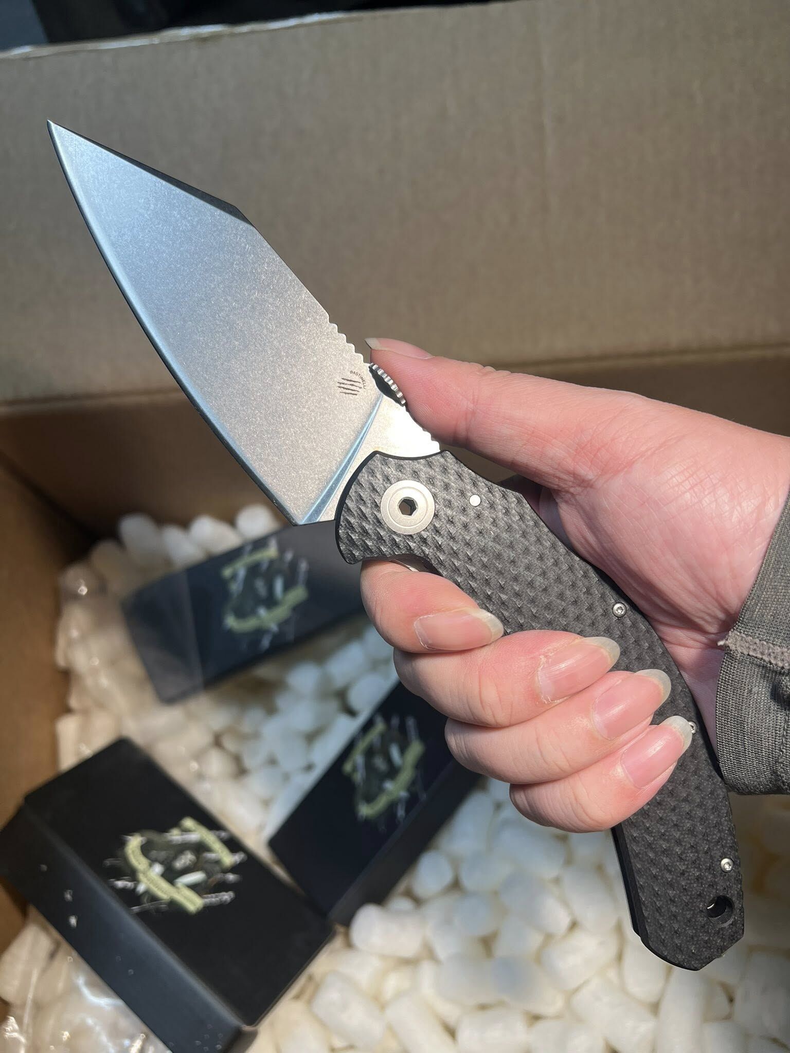 Bastinelli Big Dragotac Titanium Framelock Knife Black G10