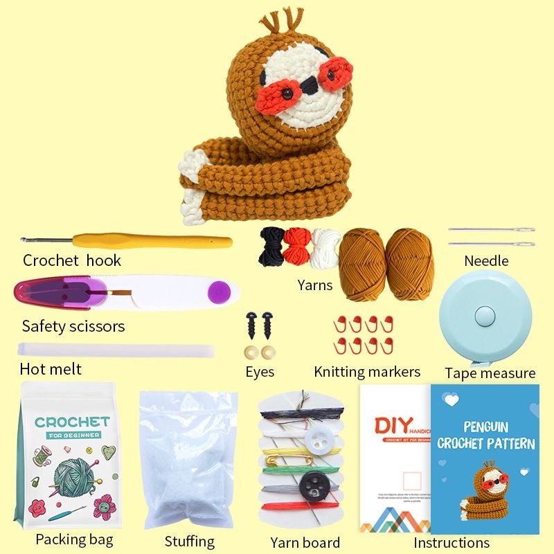 Hugging Sloth DIY Crochet Kit for Beginners
