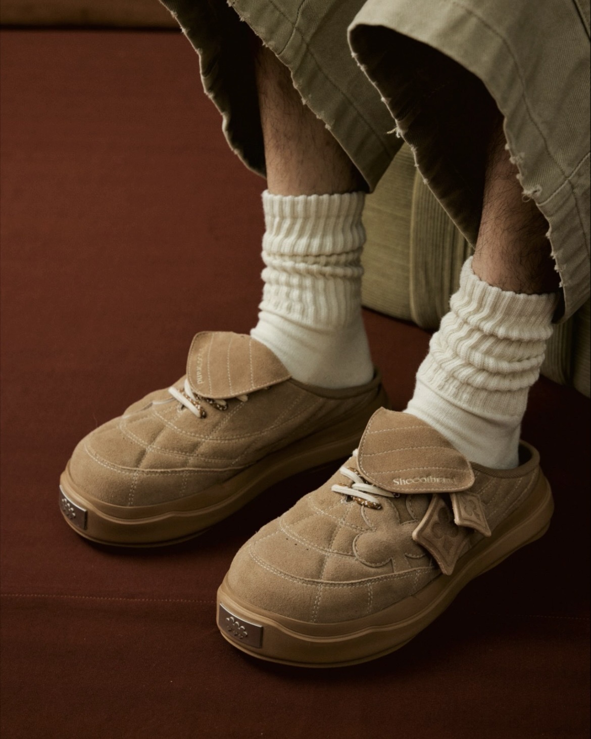 <冬天限定色🤎>Shoot Brand Random 重組系列 麂皮 明線 勃肯鞋 厚底 卡其