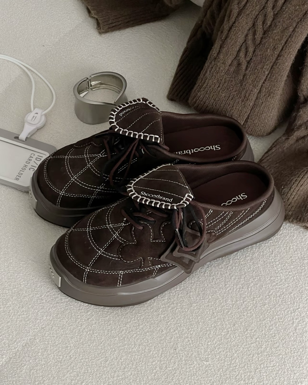 <冬天限定色🤎>Shoot Brand Random 重組系列 麂皮 明線 勃肯鞋 厚底 摩卡