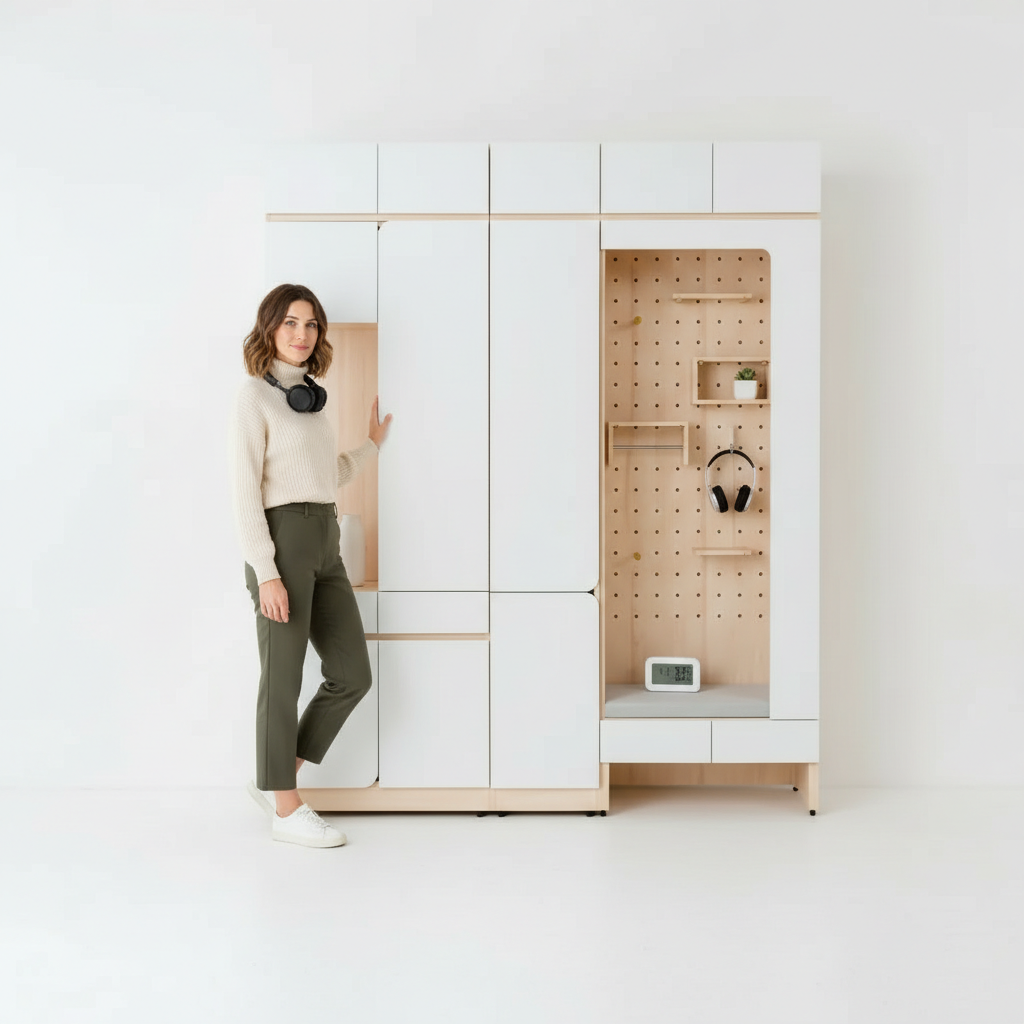 【水立方】四門大容量洞洞板系統櫃｜巨量收納 x 個性化美學｜圓角安全設計，尺寸可客製