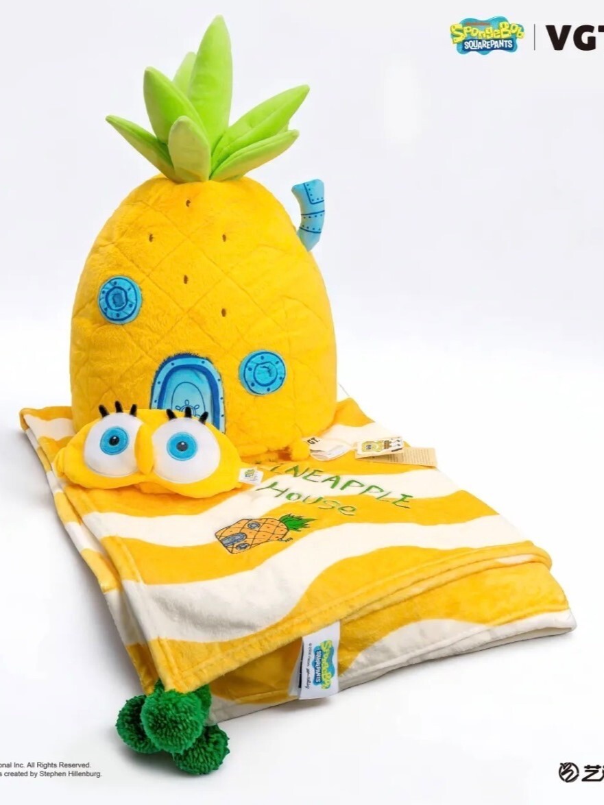 正版 海綿寶寶 鳳梨屋 三合一 套裝抱枕