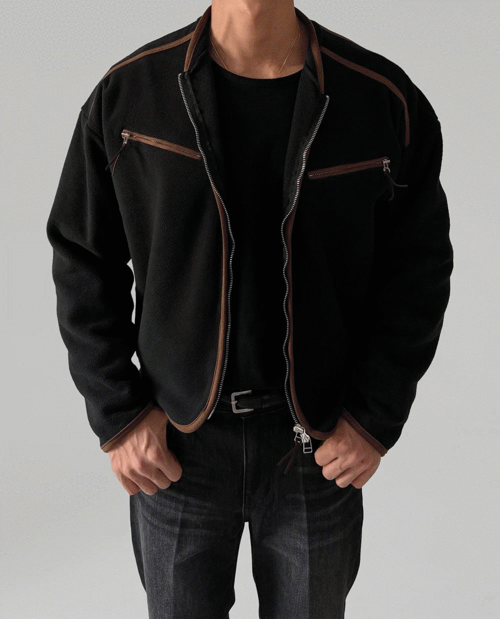 西部抓絨拉鍊外套