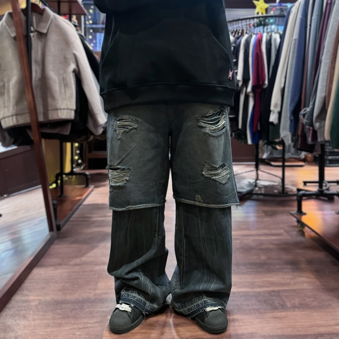 解構層次破壞牛仔褲