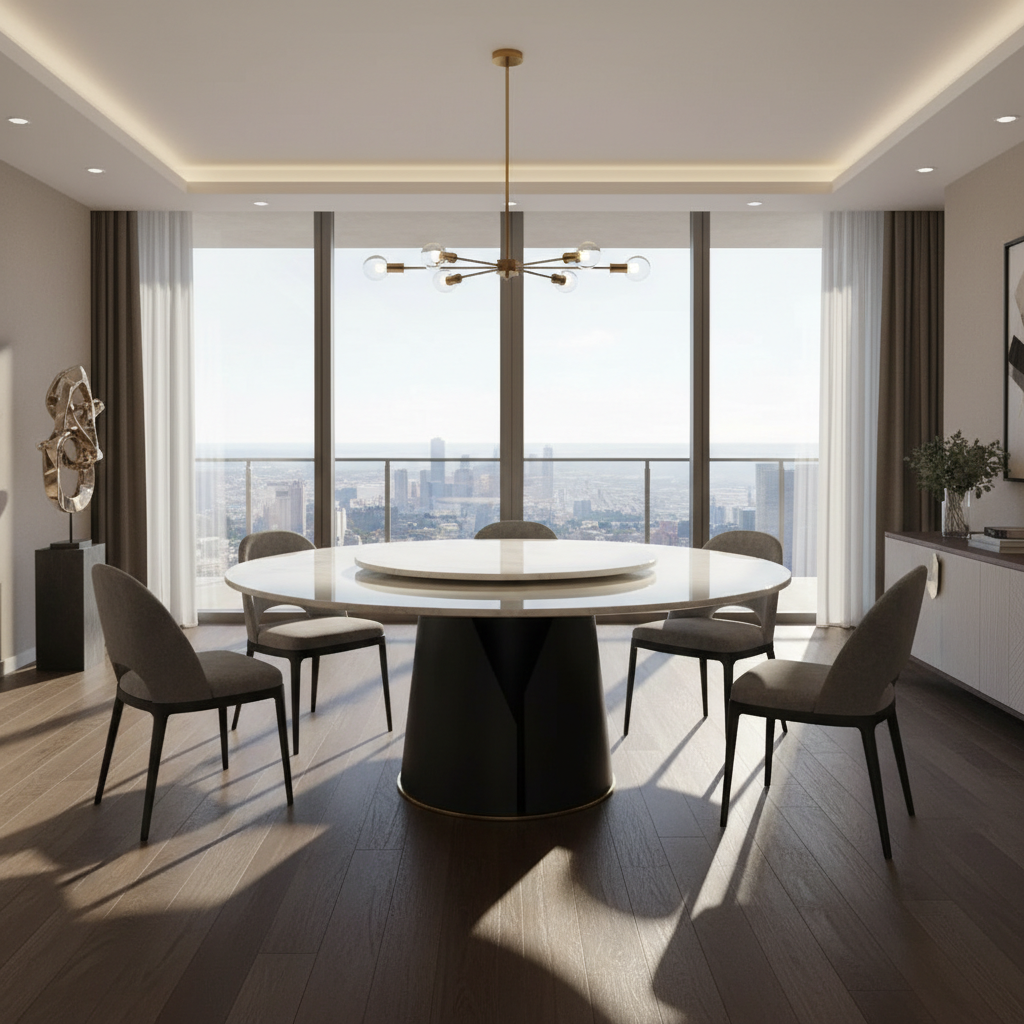 羅蘭黑砂海浪白圓桌