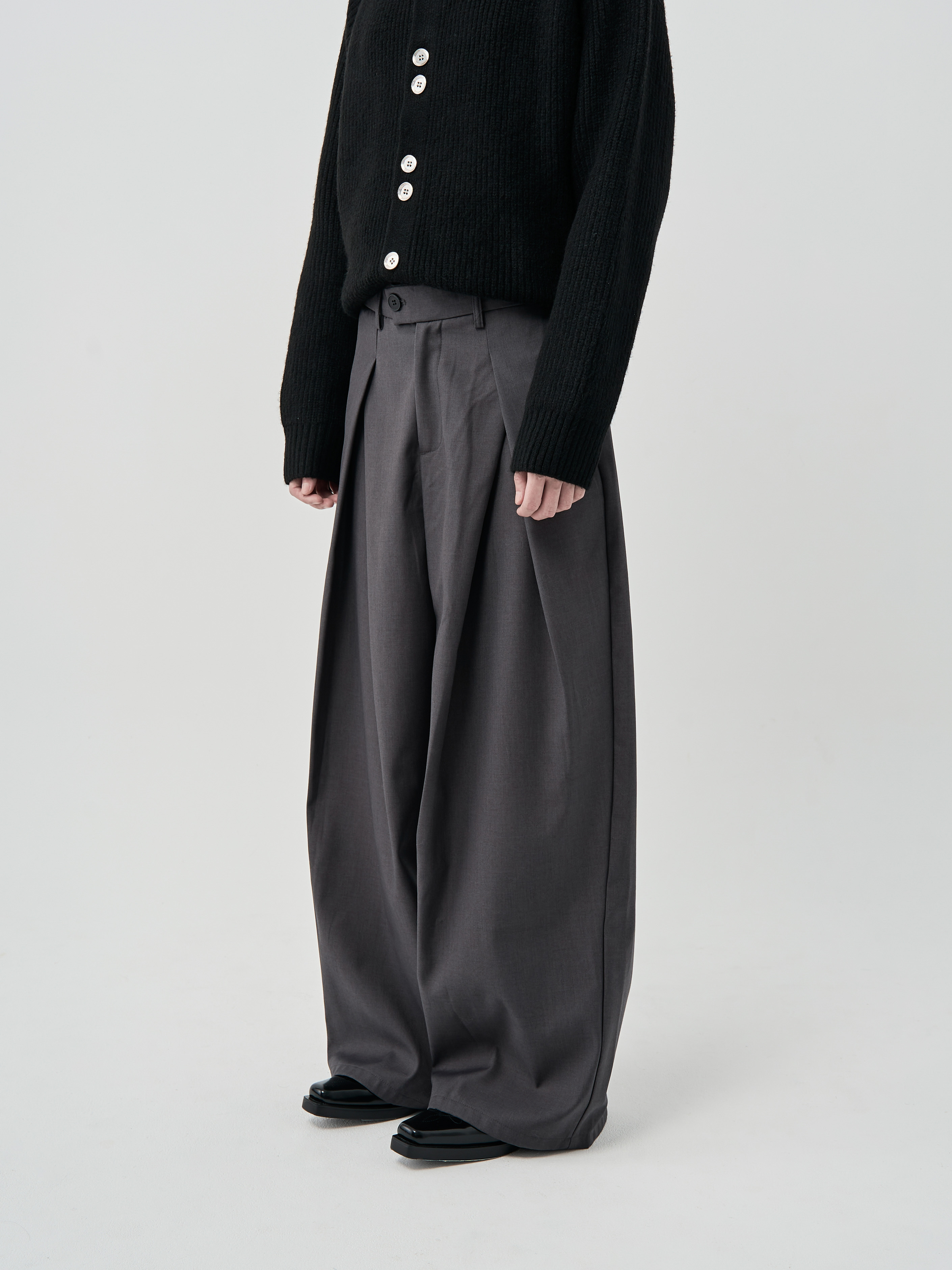 三角打折西裝長褲-灰