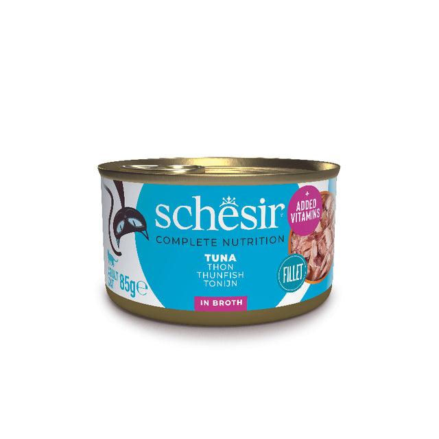 Schesir -湯煮主食罐系列- 吞拿魚 Tuna in Broth 85g (每24罐@$14.5, 48罐@$14可混其他同價Schesir罐)