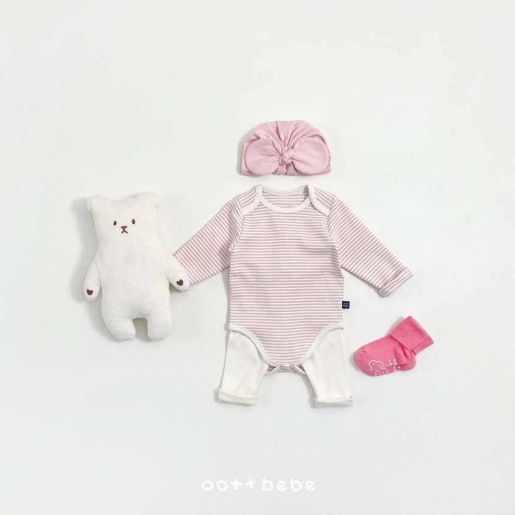 正韓春oottbebe 嫩嬰條紋包屁衣居家套裝