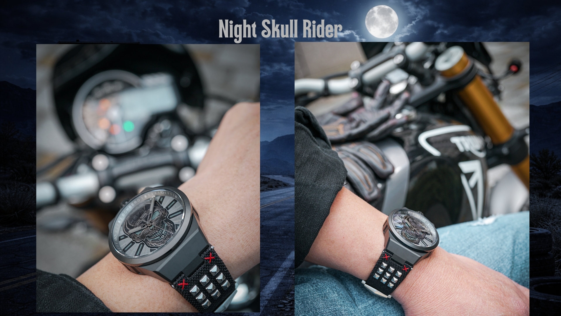 Bomberg,炸彈錶,瑞士製造,自動機械錶,骷髏,Bolt-68 NEO,消光黑,龐克重機騎士,叛逆,鉚釘,反叛不羈,重型機車,鉚釘,夜騎,硬派,黑魂