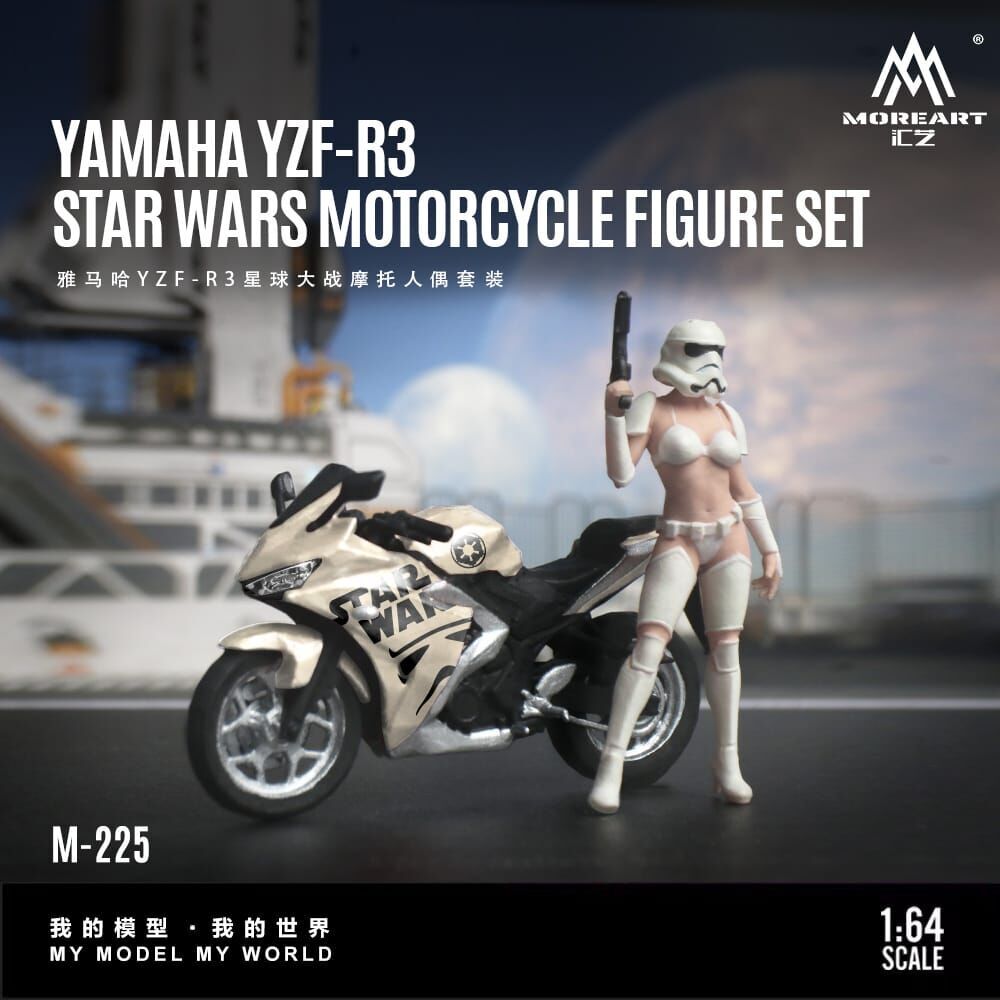 PO-$140 * MOREART * 1:64 FIGURE - YAMAHA YZF-R3 STAR WARS MOTORCYCLE FIGURE SET(MO222225)