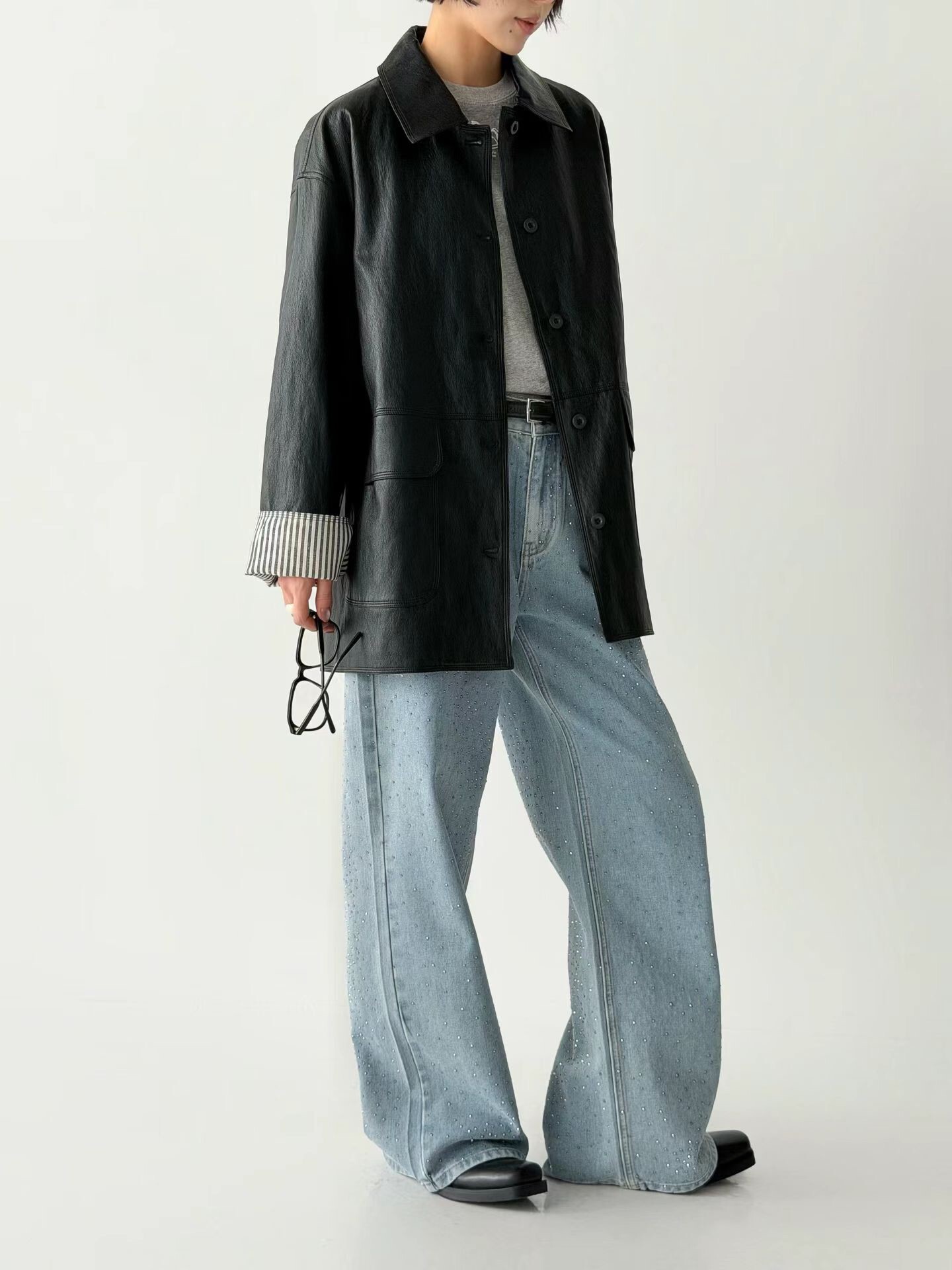 滿天星直筒丹寧褲