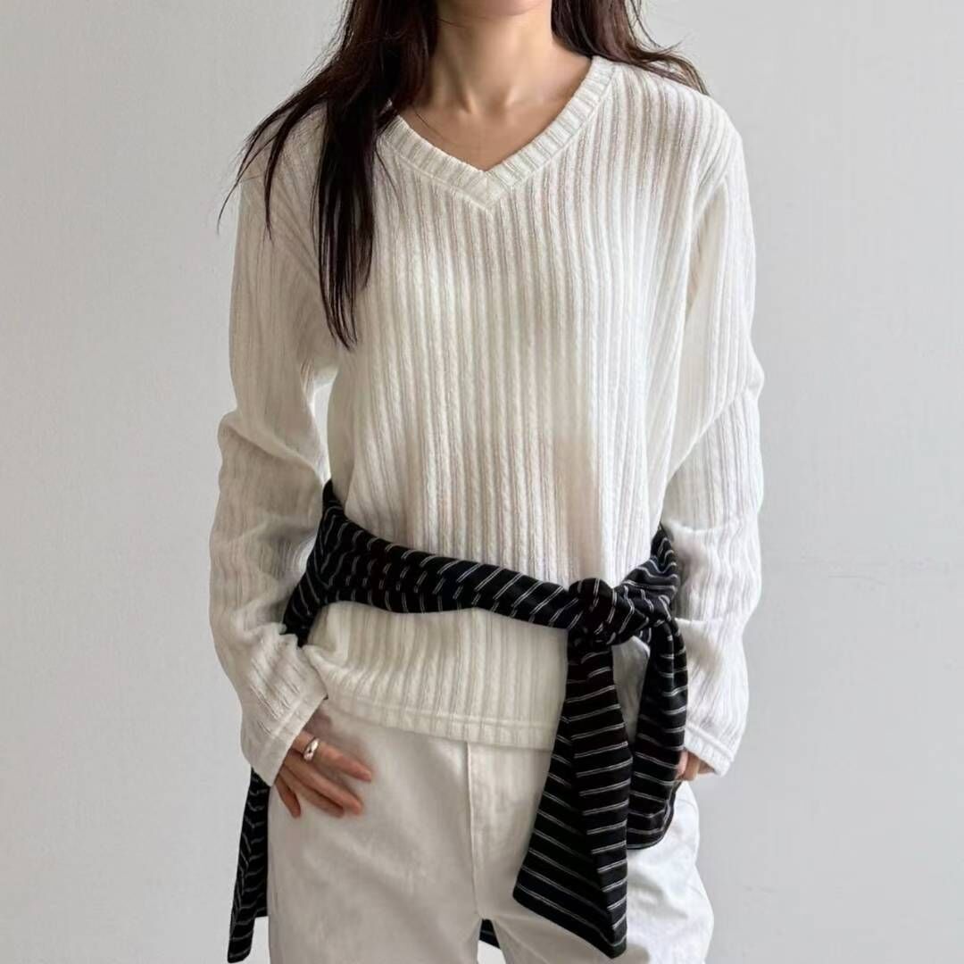 新年限定 回饋系列🧧 Vertical ribbed v neck knit