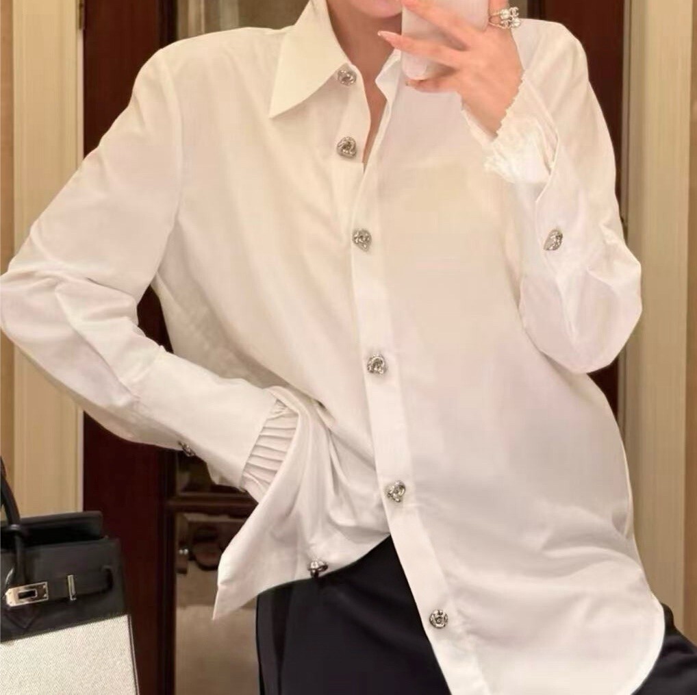 造型扣百褶袖襯衫(香港設計師)