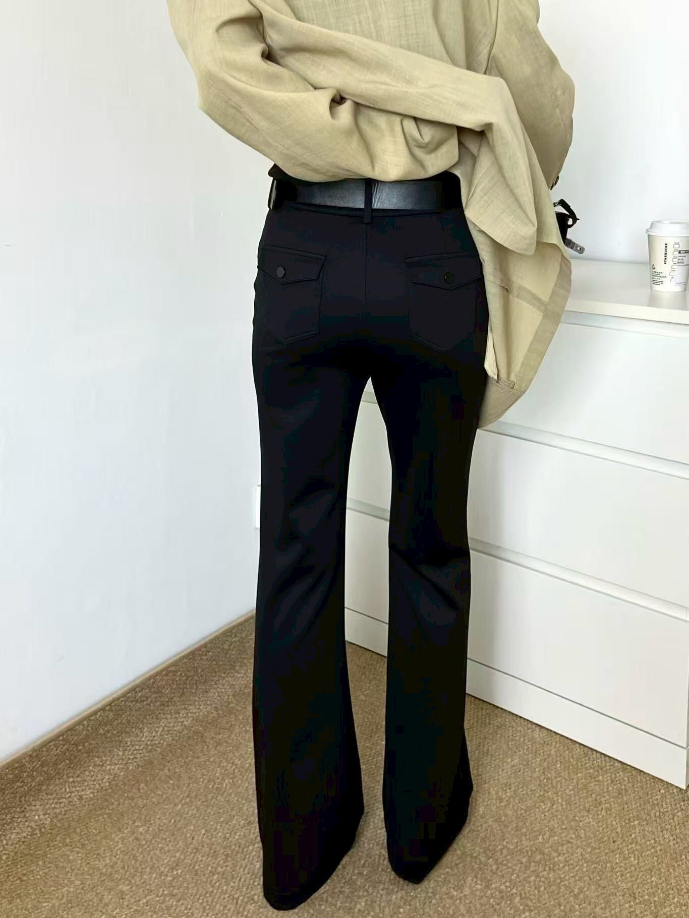 萊卡靴型褲(附腰帶)(香港設計師)