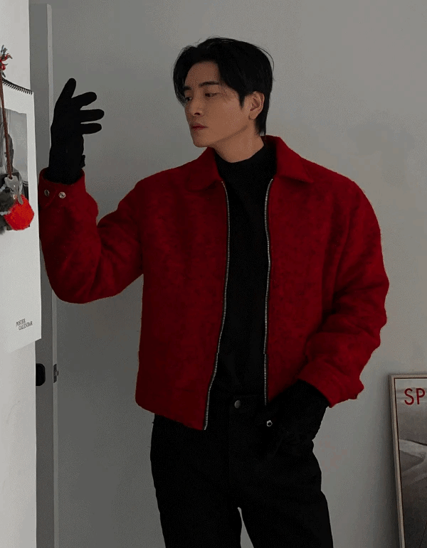 馬海毛混紡哈靈頓夾克