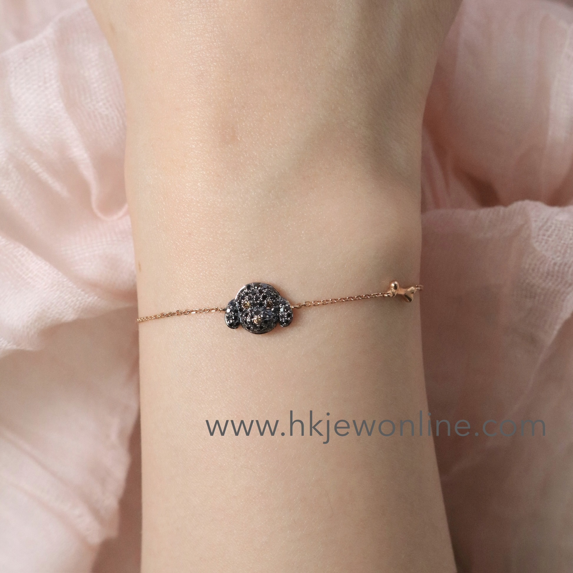 18K Rose Gold Black Diamond Poodle Collection (Bracelet / Necklace/Earrings/Bangle)