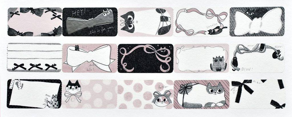 大芝麻小花生．蝴蝶結貓貓 memo貼紙卷 <整捲/分裝>