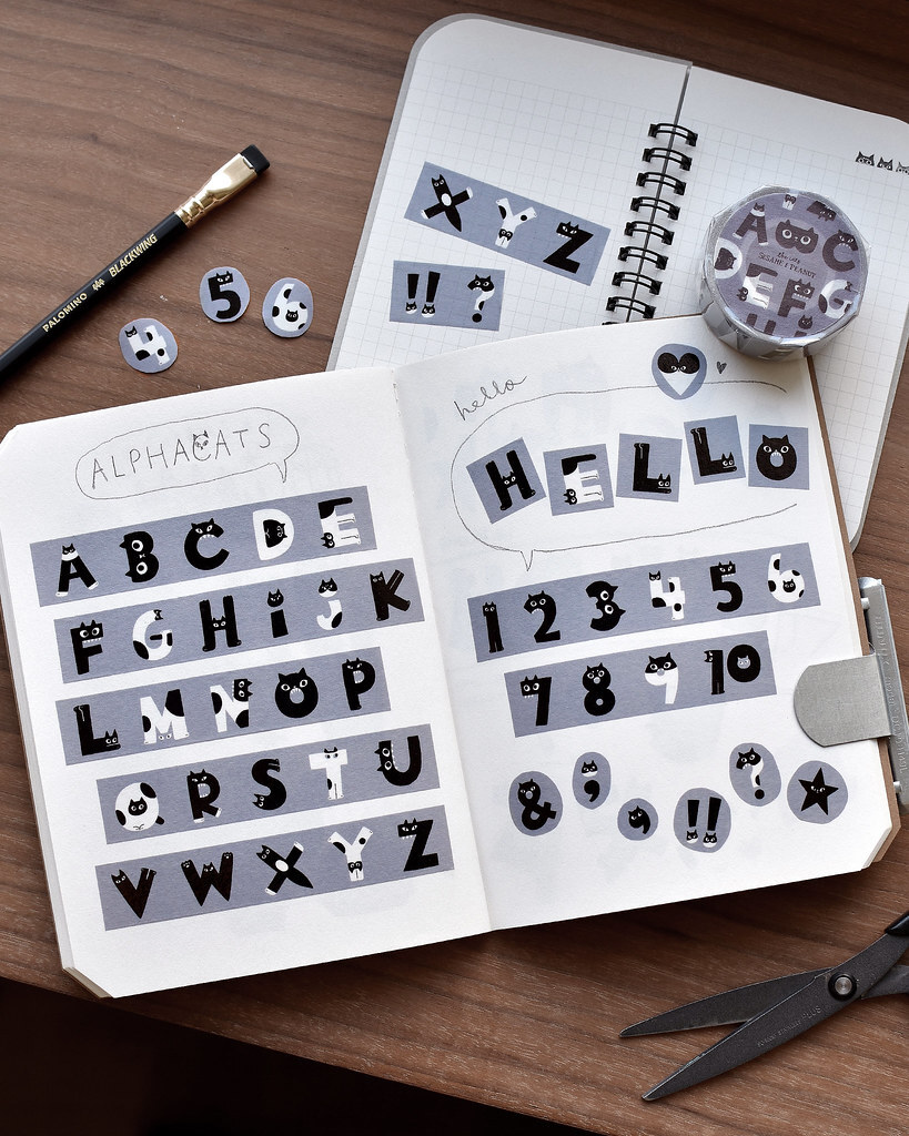 大芝麻小花生．Alphacats 字母貓貓 2cm和紙膠帶 <整捲/分裝>