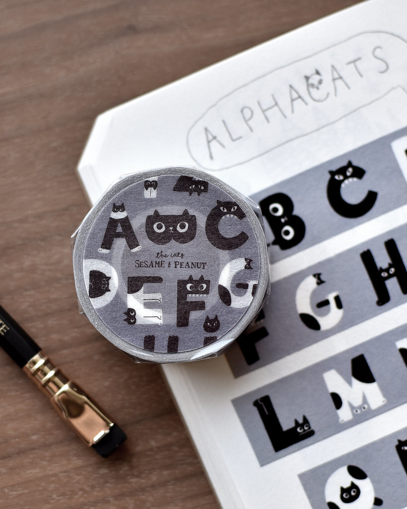 大芝麻小花生．Alphacats 字母貓貓 2cm和紙膠帶 <整捲/分裝>