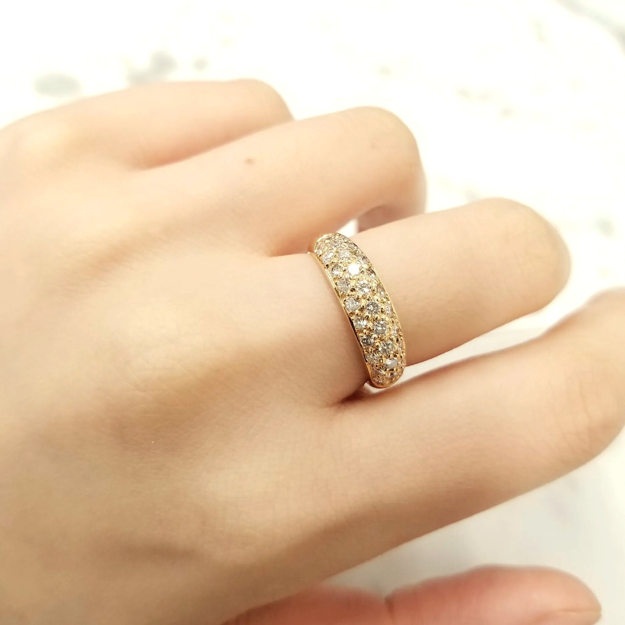 全新18K玫瑰金68份鑽石戒指