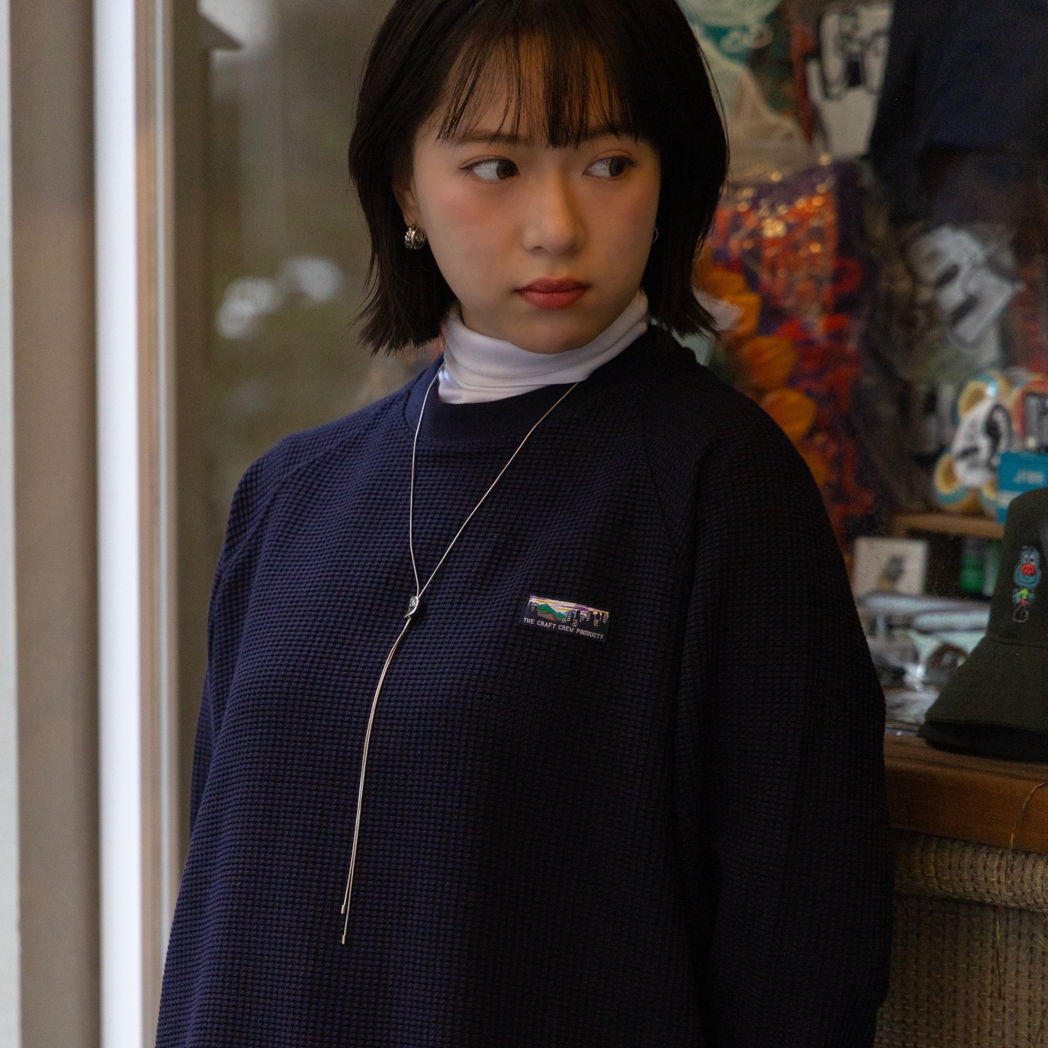 THE CRAFT CREW PRODUCTS - ヘビーウェイト ファンクショナルファブリック ビッグシルエット ラグランスリーブクルーネックワッフル長袖Tシャツ / 抗菌・防臭・華夫格