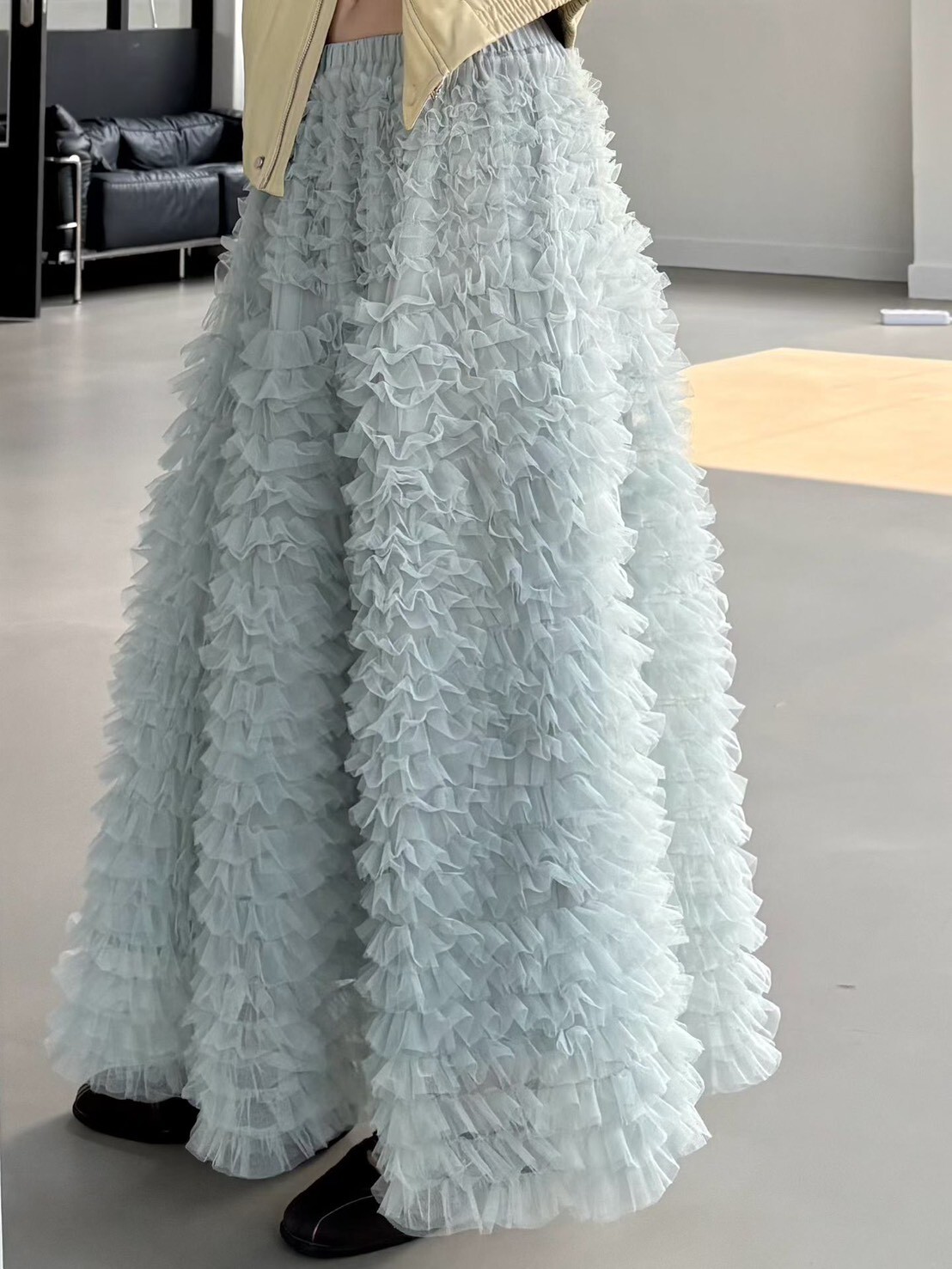 細折紗夢幻圓長裙