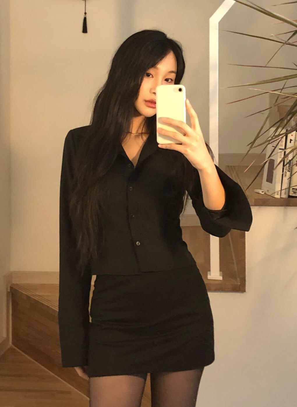 後拉鍊西裝短裙(內安全褲)