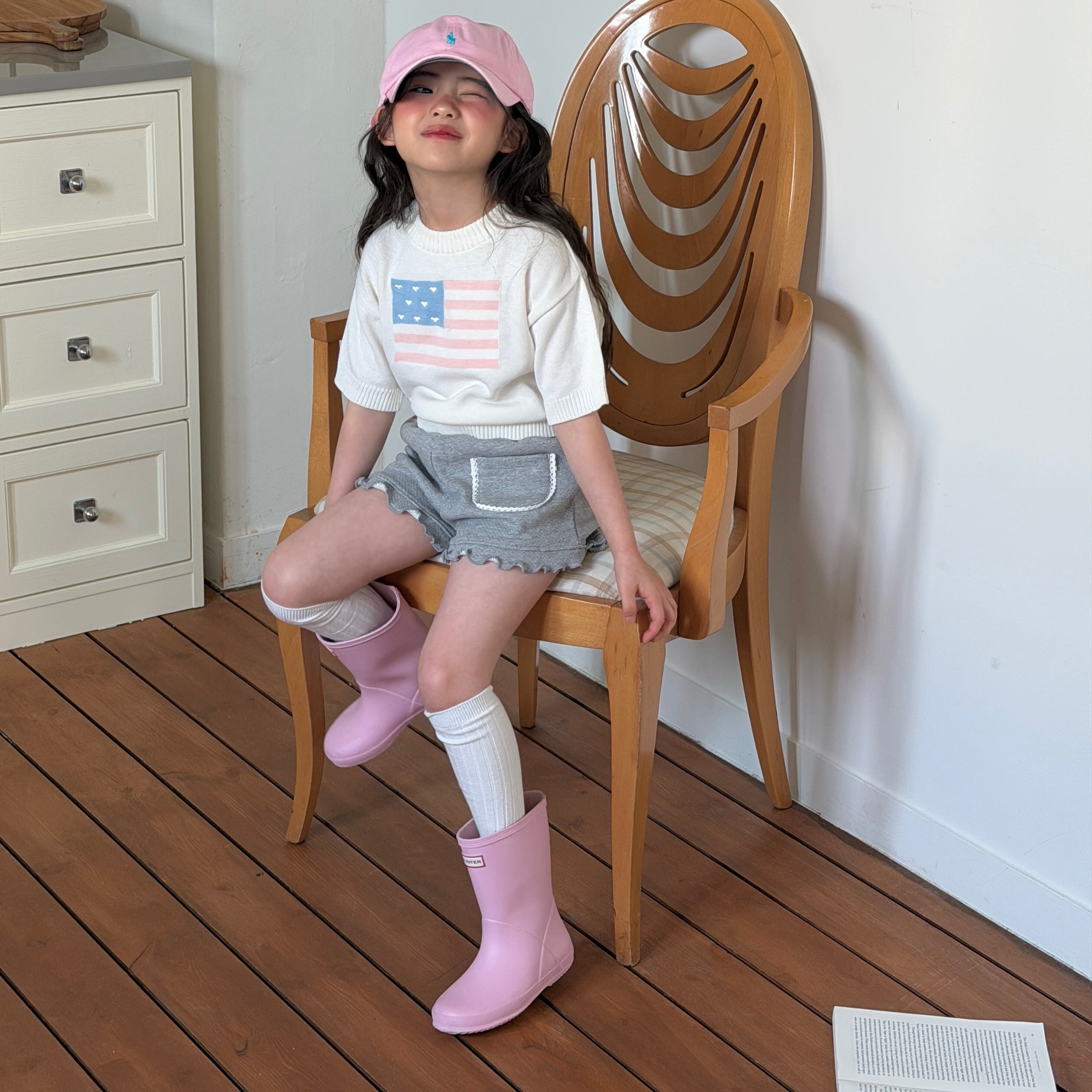 90-120 愛心國旗短袖針織衣