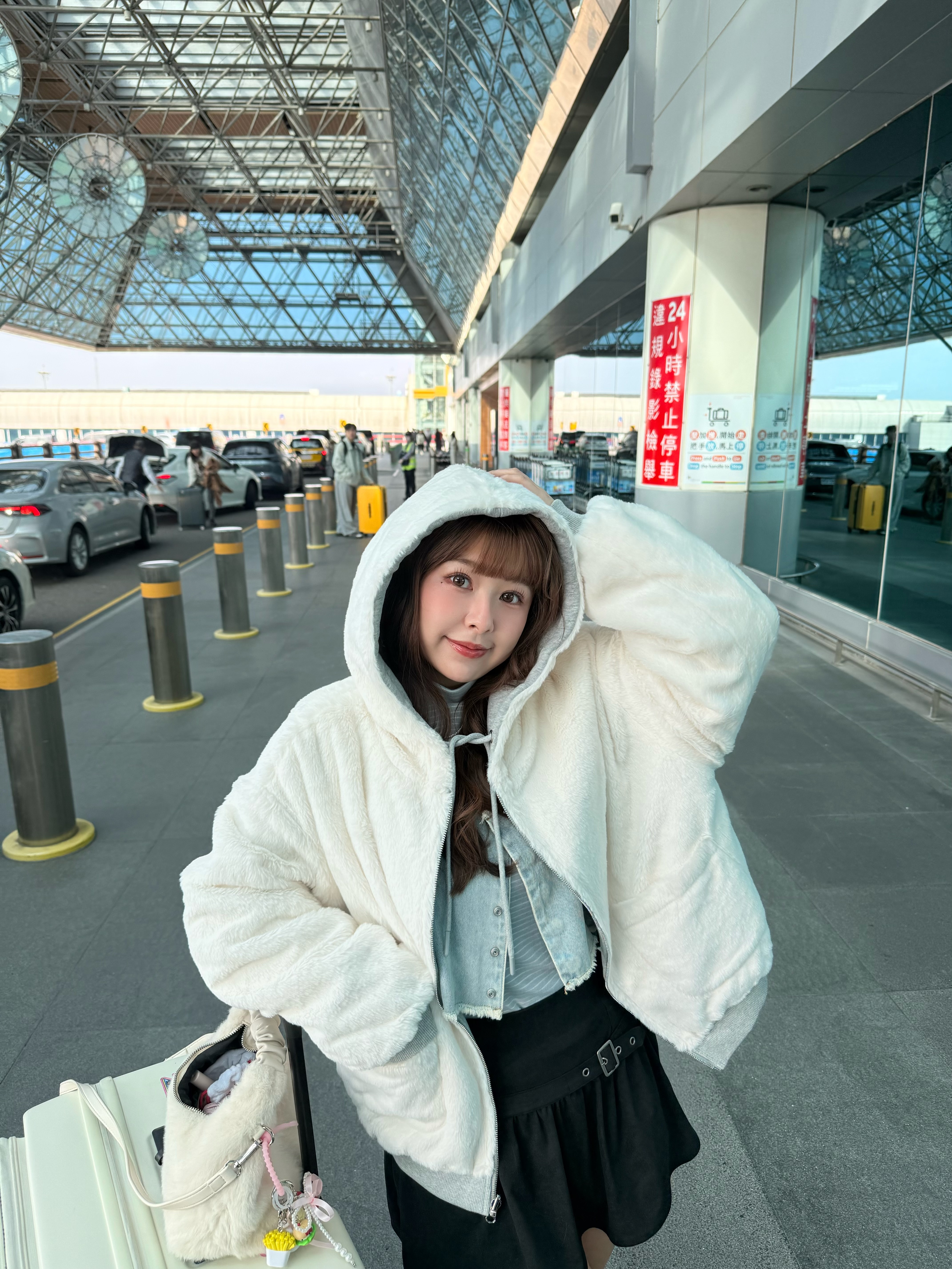 【自訂款】品牌立體刺繡雙面穿連帽毛外套 - 灰