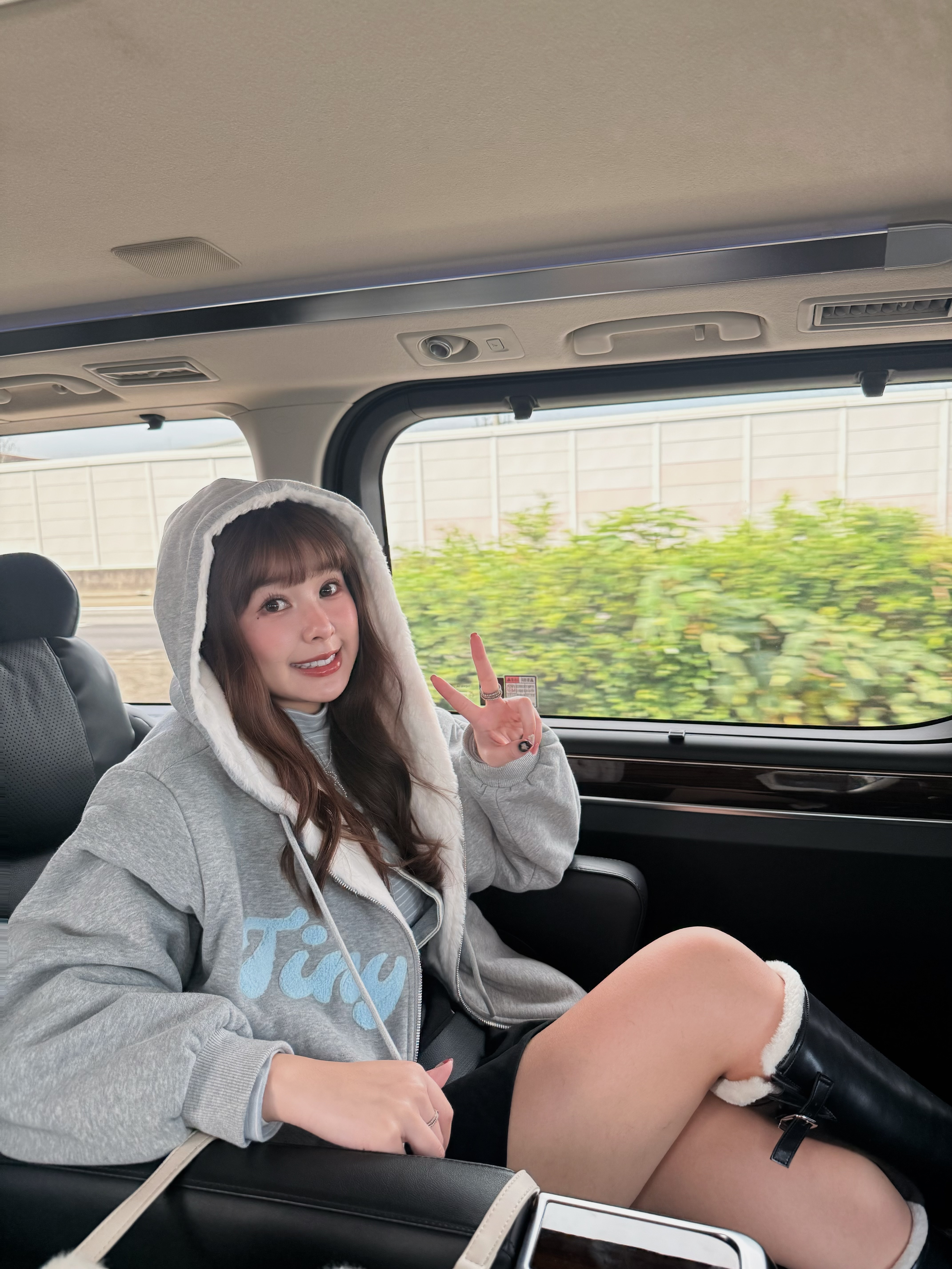 【自訂款】品牌立體刺繡雙面穿連帽毛外套 - 灰