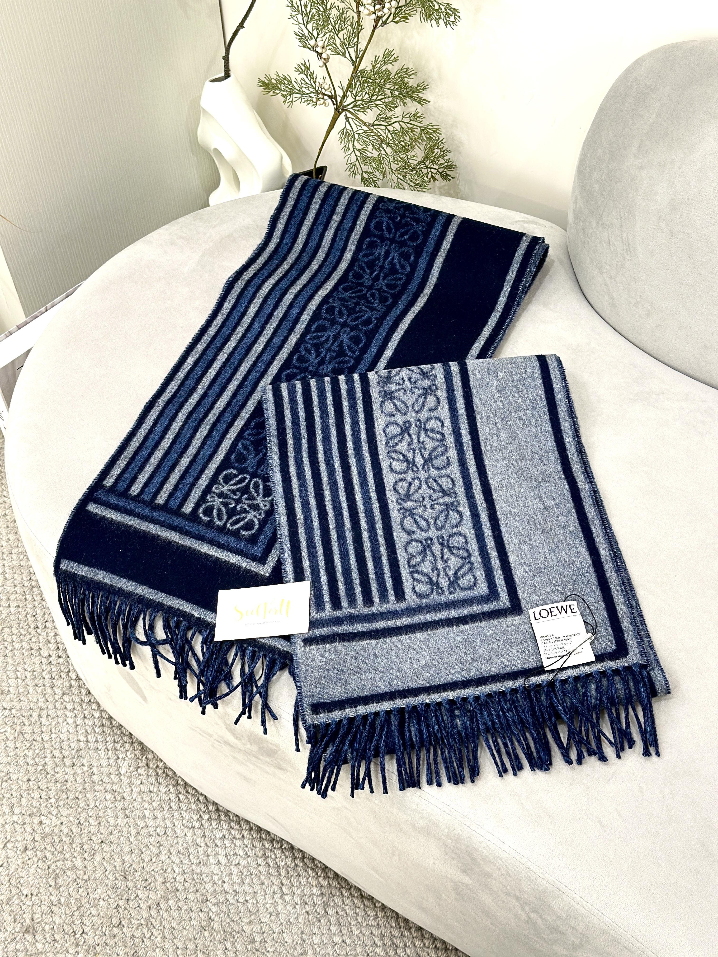 LOEWE Anagram Scarf with Stripe