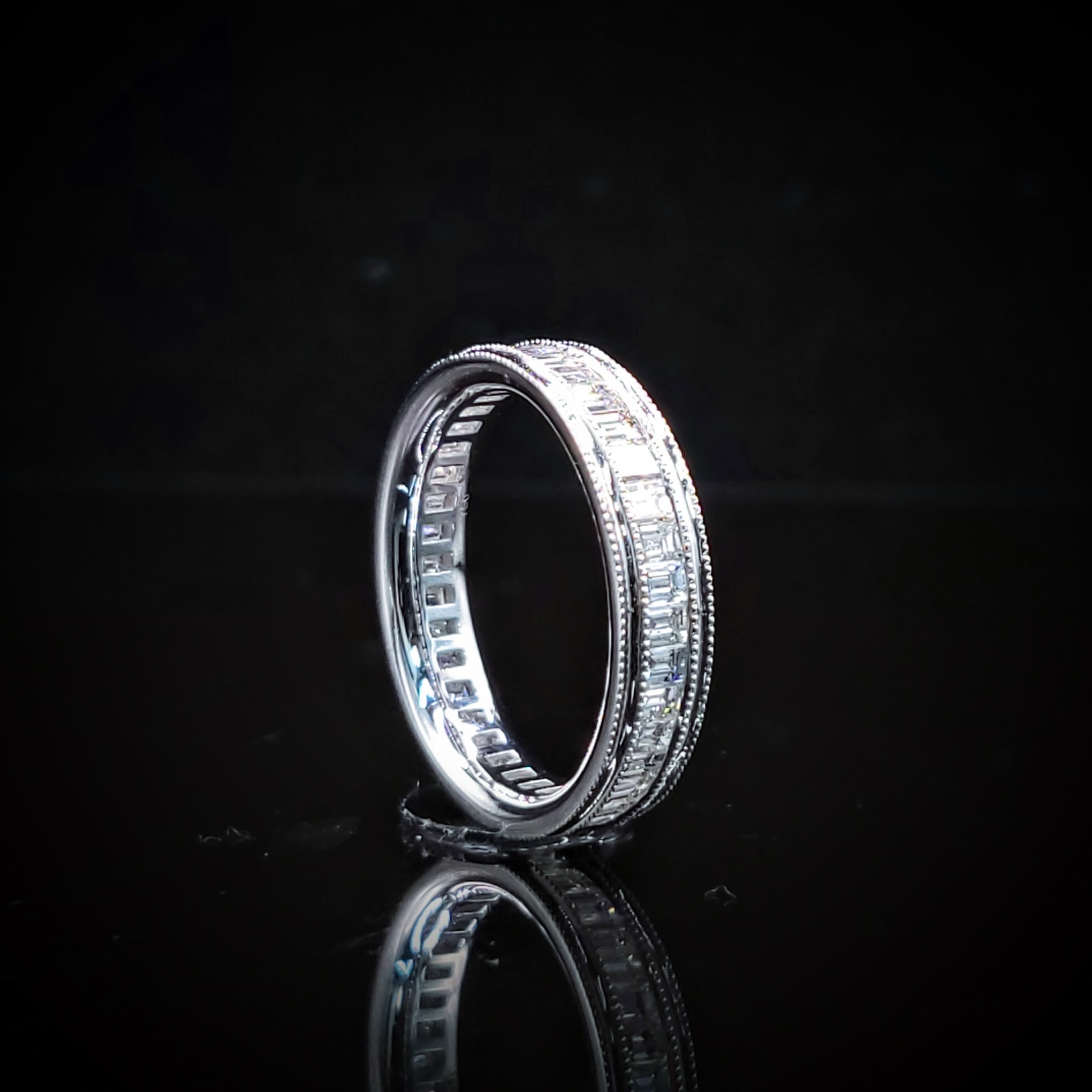 全新18K白金共1卡51份鑽石全圈戒指