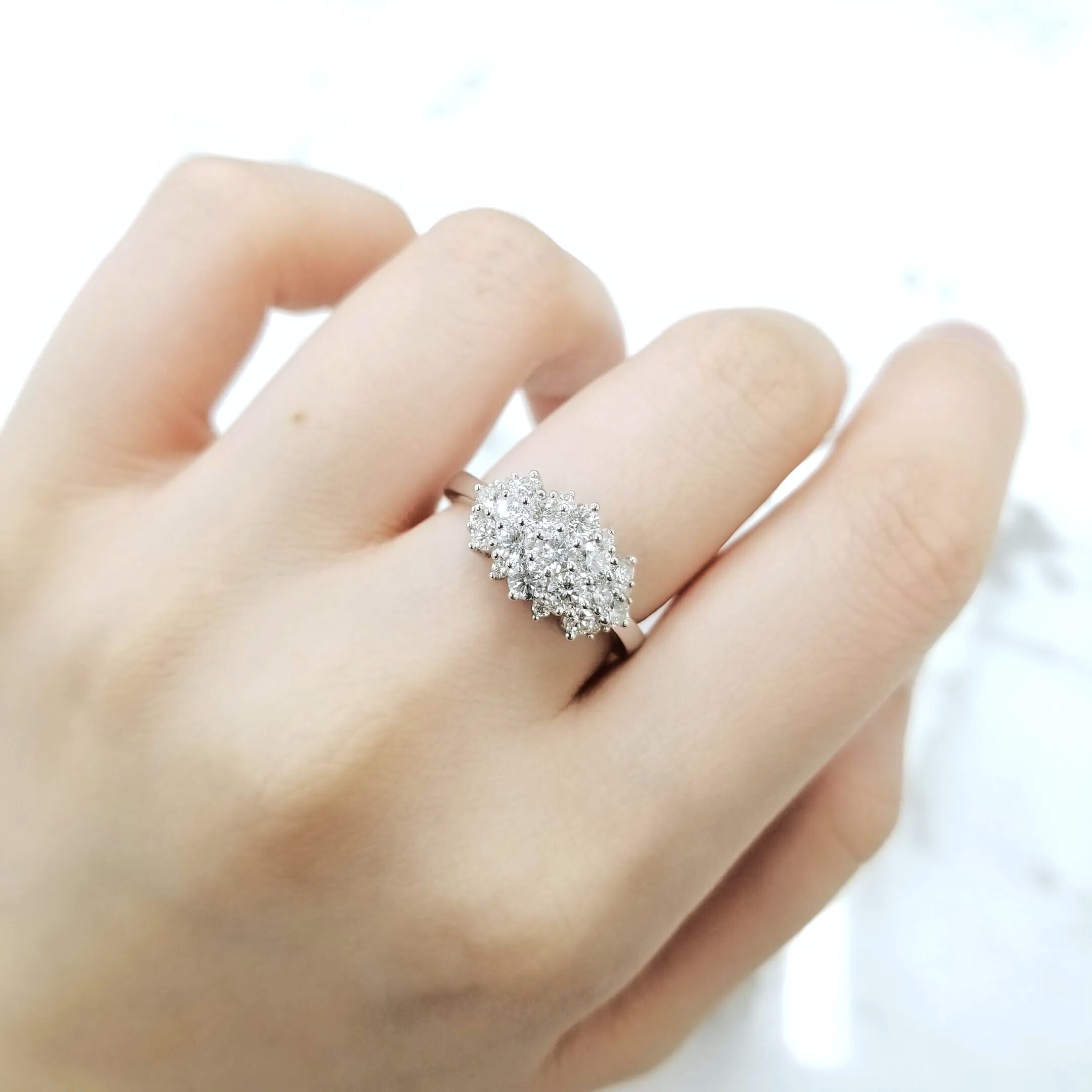 全新18K白金1卡2份鑽石戒指