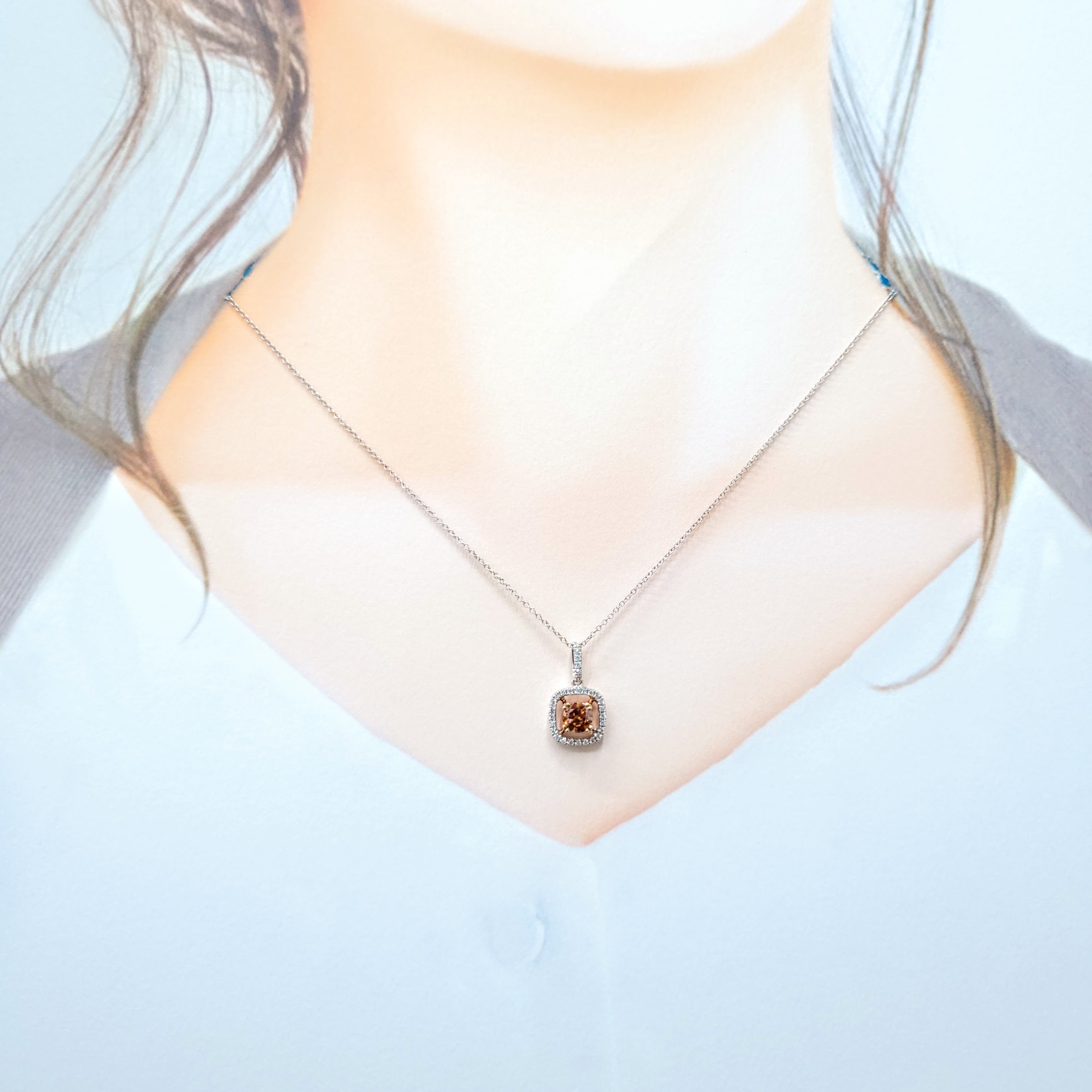 全新18K金【單粒43份咖啡鑽】配小鑽共53份吊咀