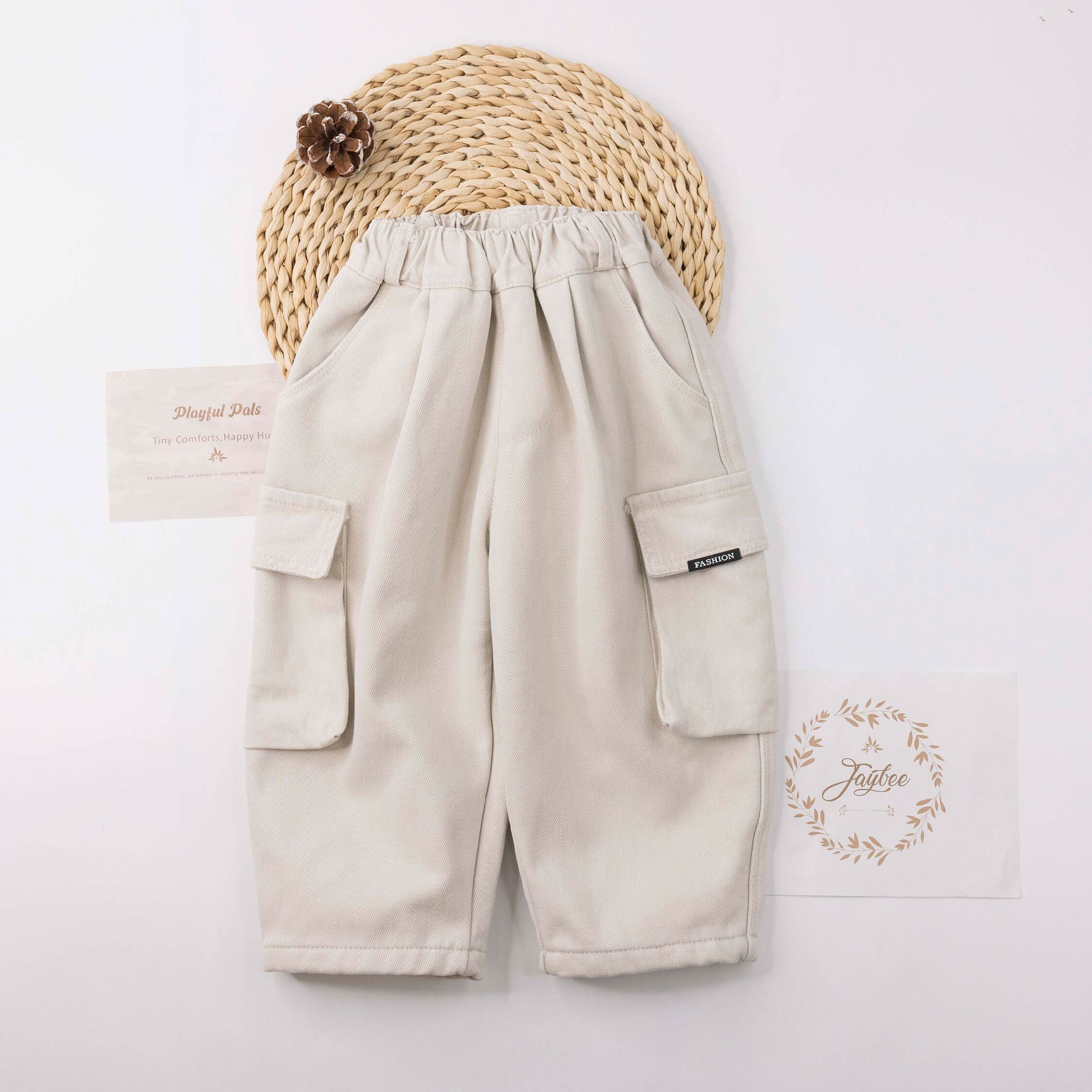 【H55822】簡約舒適內微絨工裝休閒褲