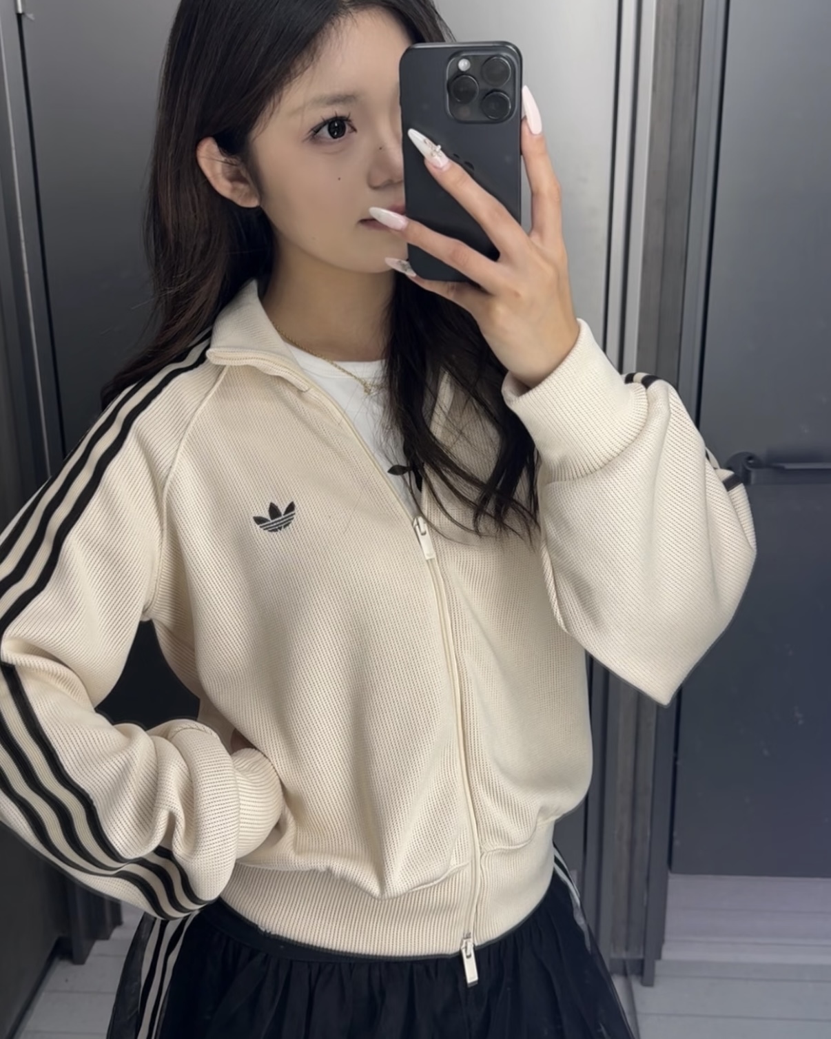 Adidas Originals KNIT BALOON 三葉草 立領 華夫格 雙拉鍊 休閒 外套 粉色 米色