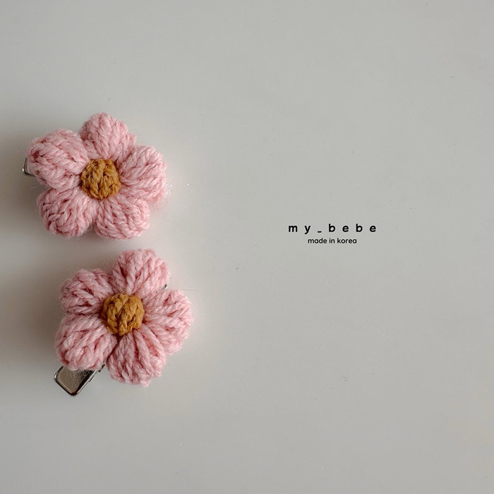 正韓春My bebe三色毛線花朵髮夾