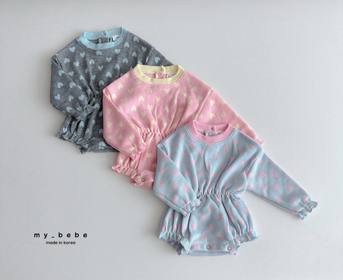 正韓春My bebe 三色棉花糖愛心包屁衣