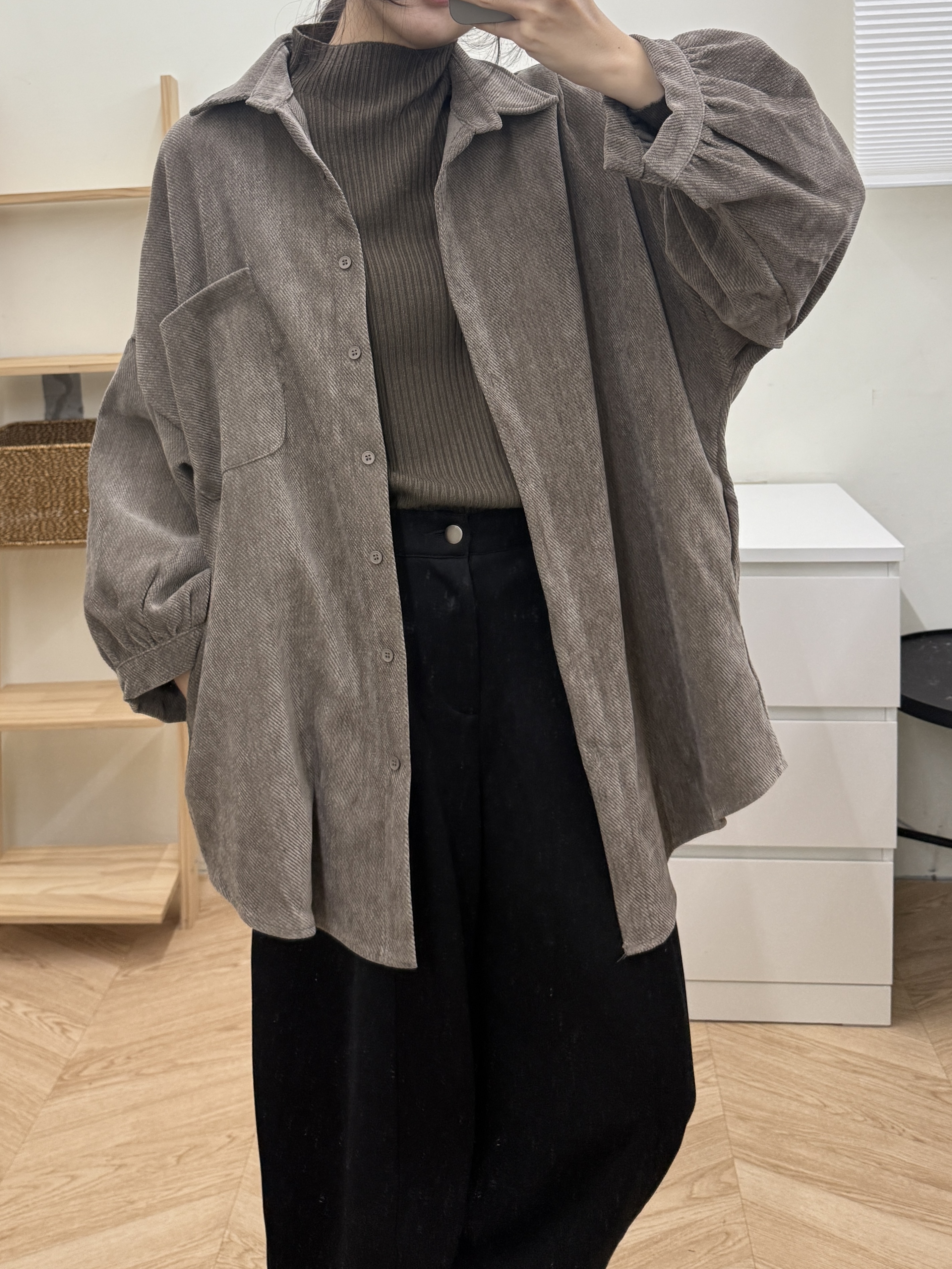 雪尼爾絨大版襯衫*2色