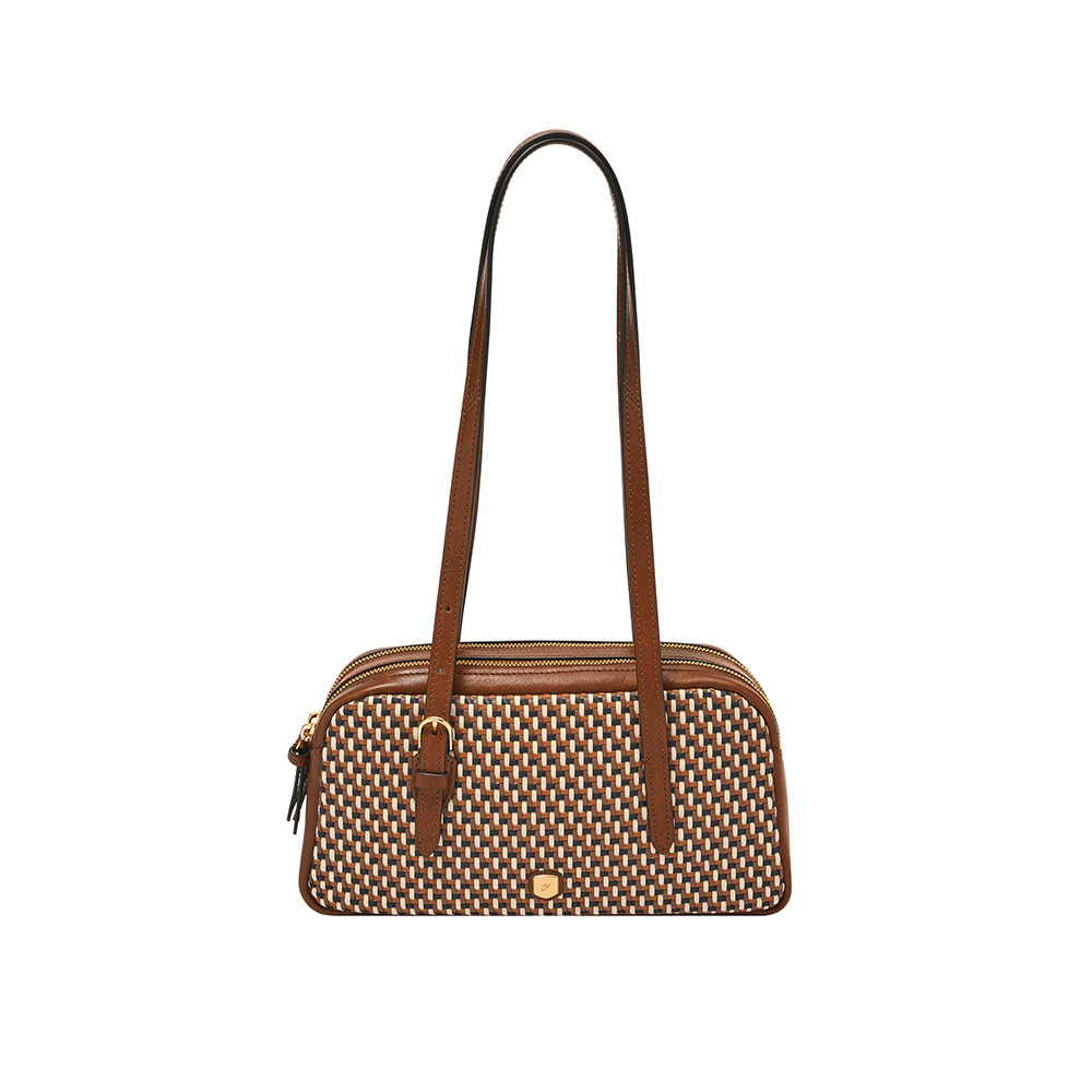 Danni 真皮編織斜背包-咖啡色 ZB11222249