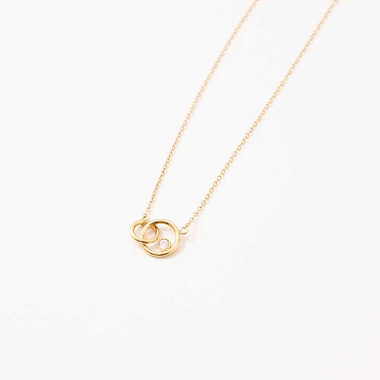 miramira微光｜雙環相扣鋯石項鍊B0558-金23997