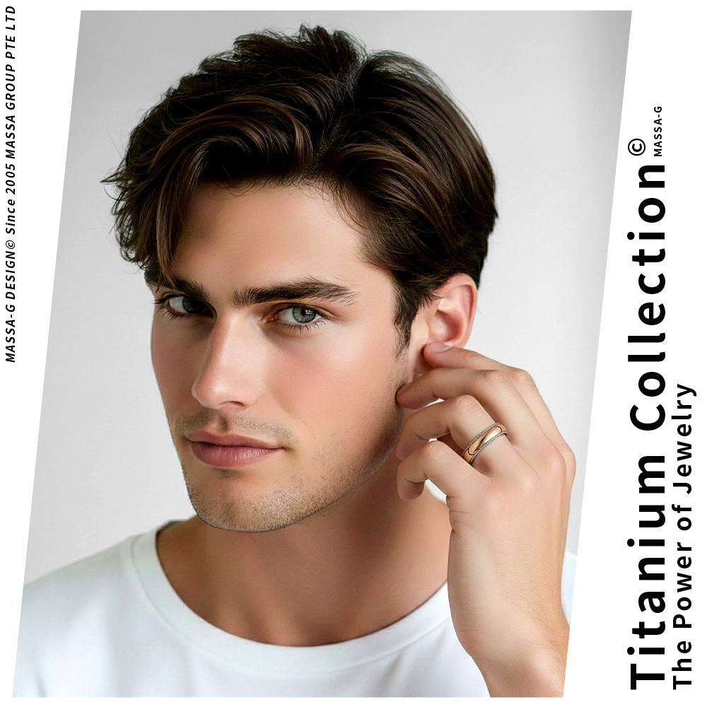 MASSA-G DECO系列【真愛光年-宇宙】鈦金男戒-玫瑰金
