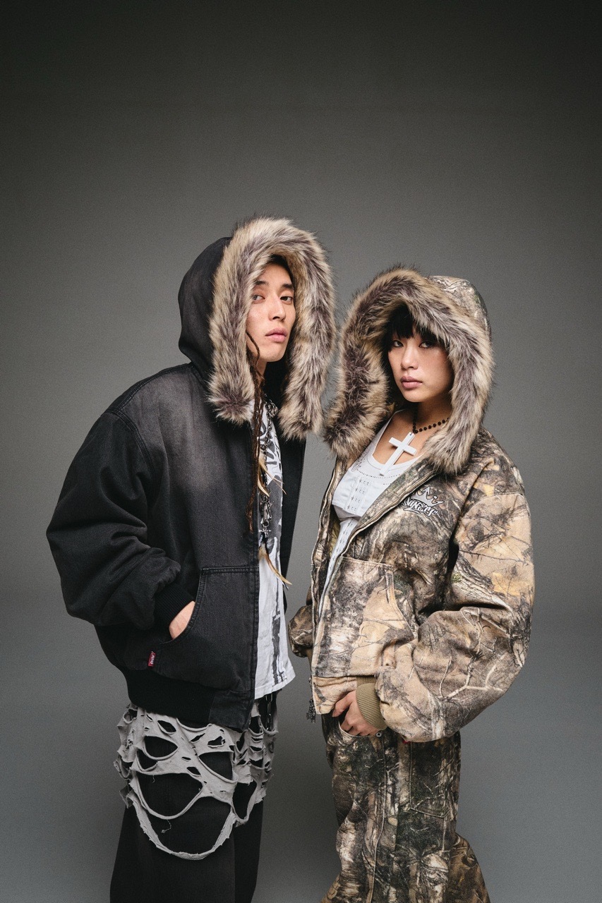 King Logo Slub Denim Far Zip Hoodie