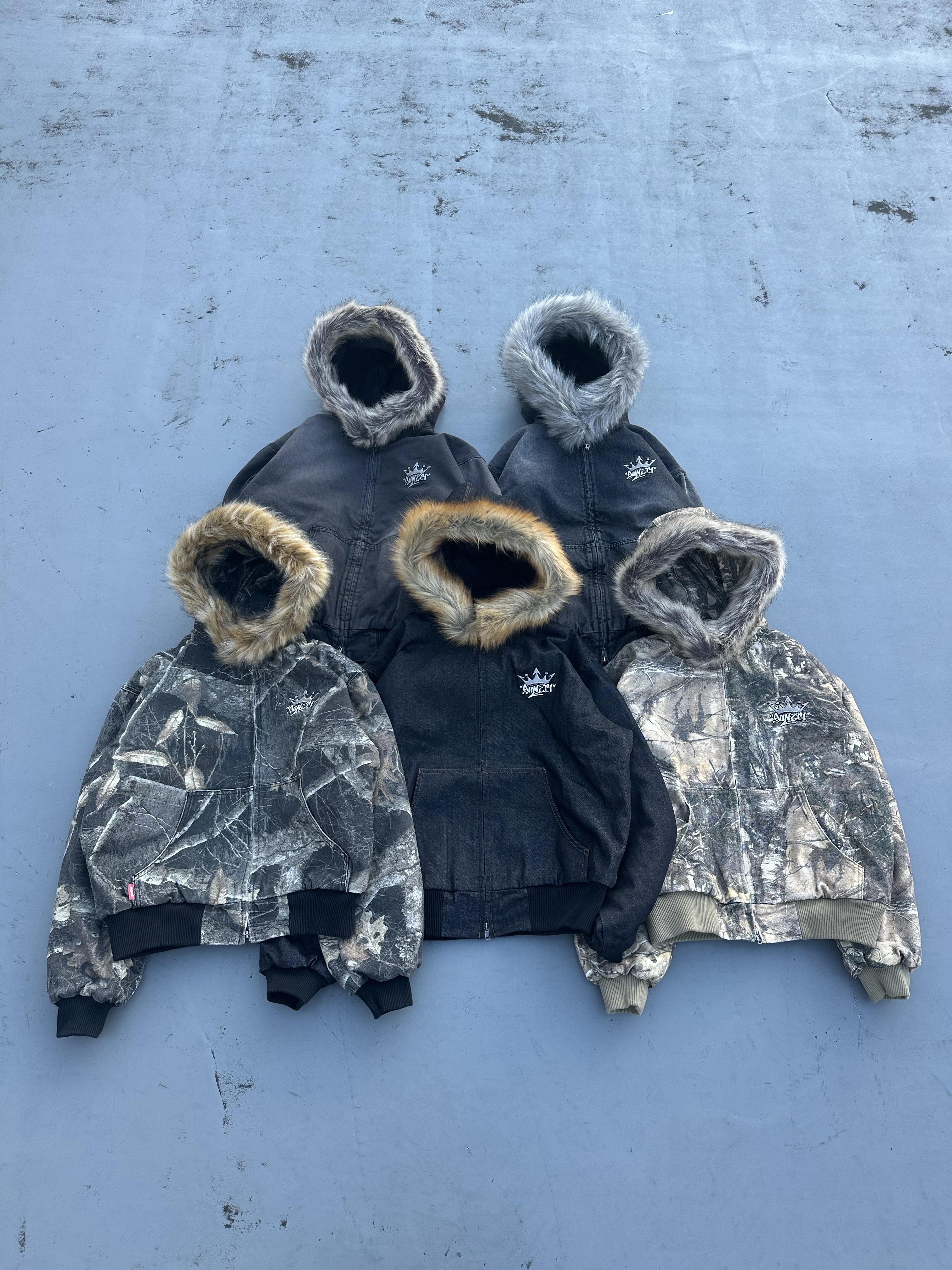 King Logo Slub Denim Far Zip Hoodie