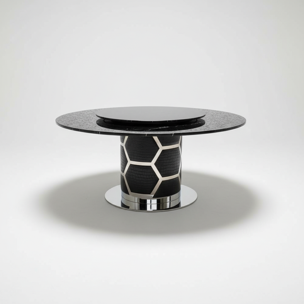 黑白根天然真石圓桌