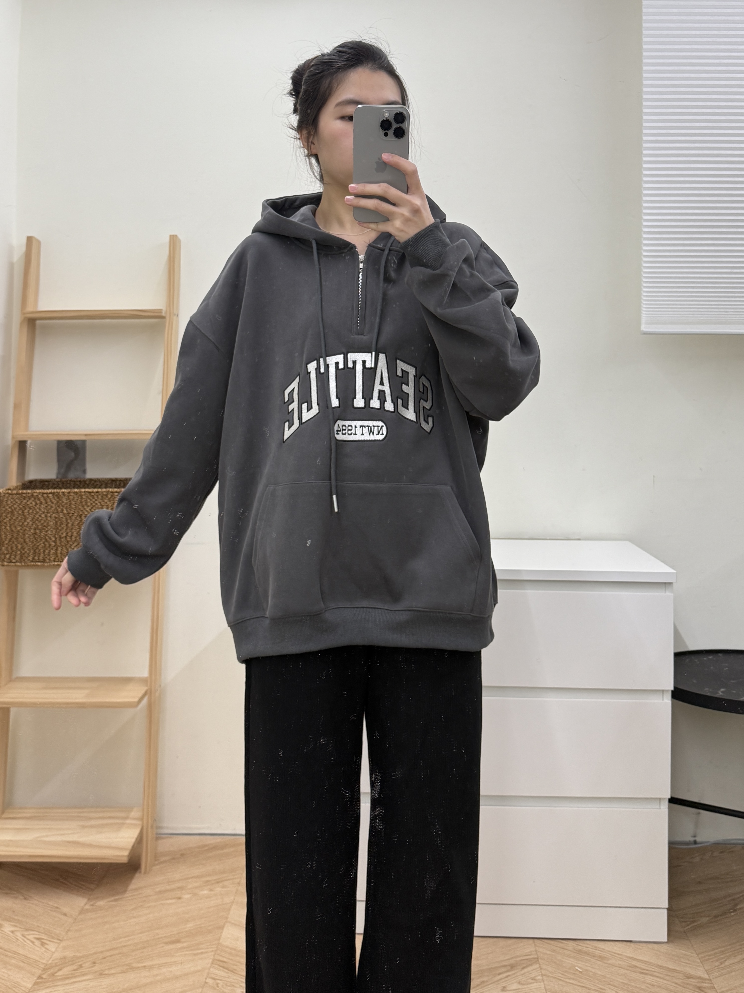 seattle寬版拉鍊帽T*2色