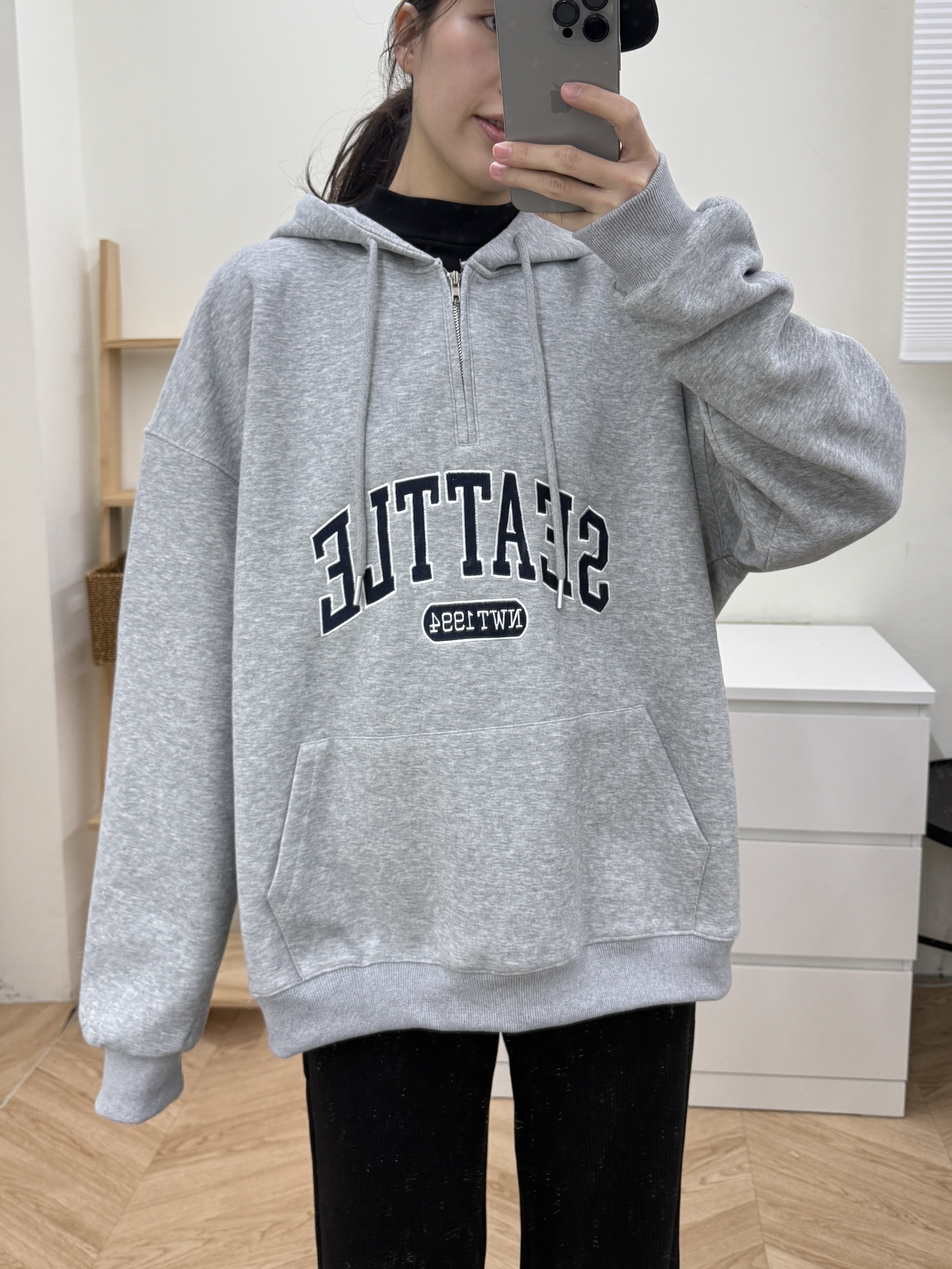 seattle寬版拉鍊帽T*3色