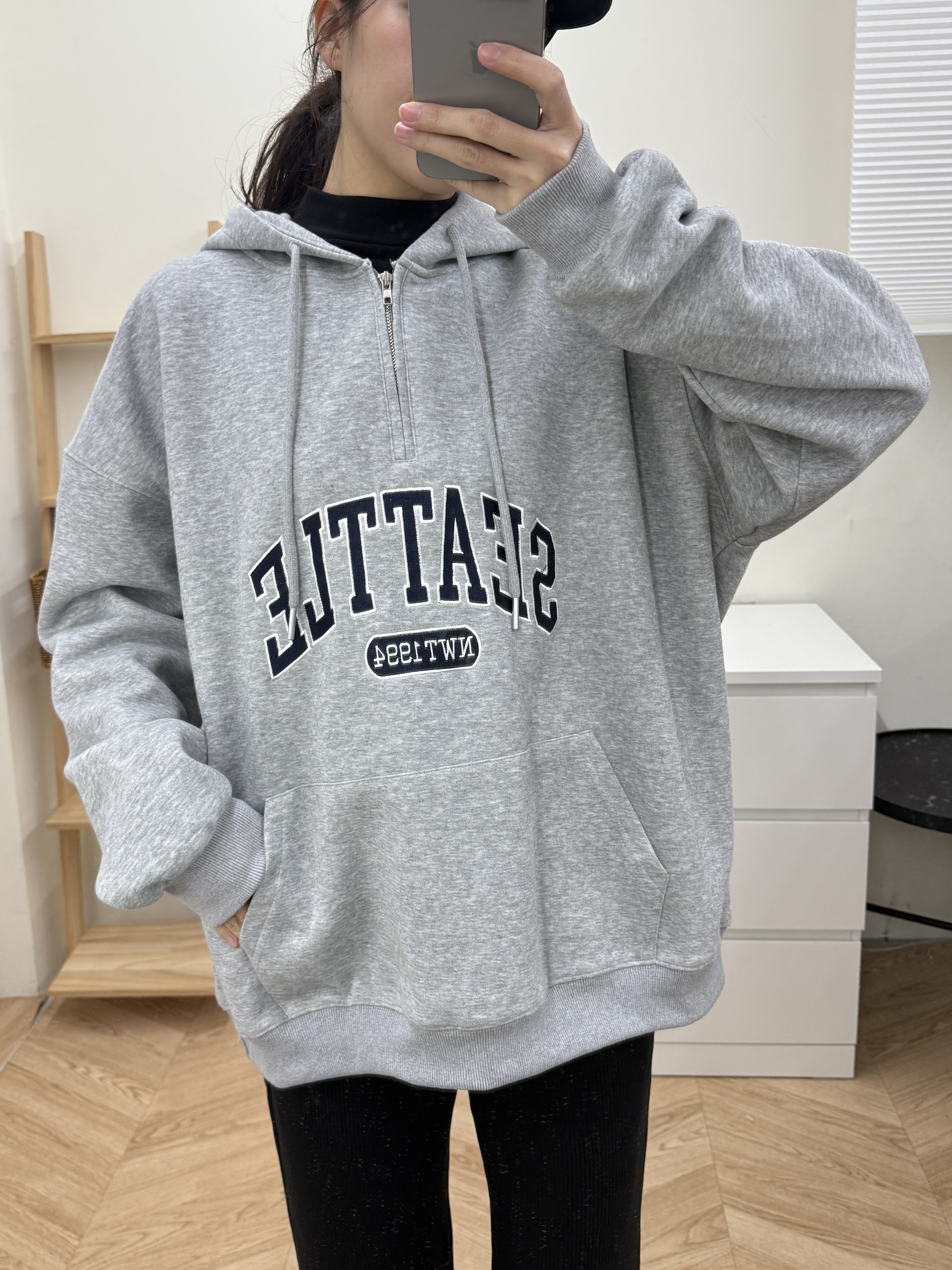 seattle寬版拉鍊帽T*3色