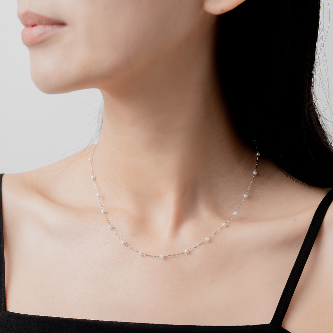 miramira珠光｜星點珍珠鎖骨項鍊B5742-銀80877