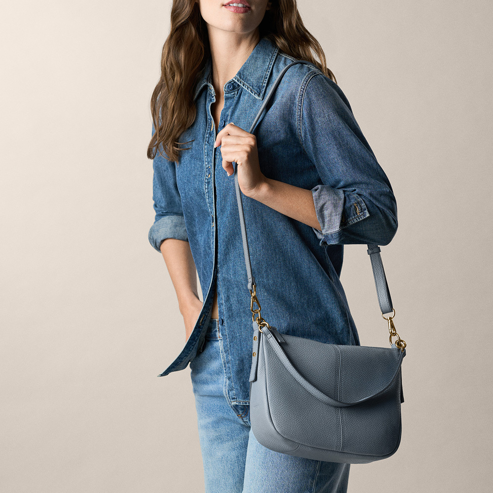 Jolie 真皮新月 斜背包-藍色 ZB7716450